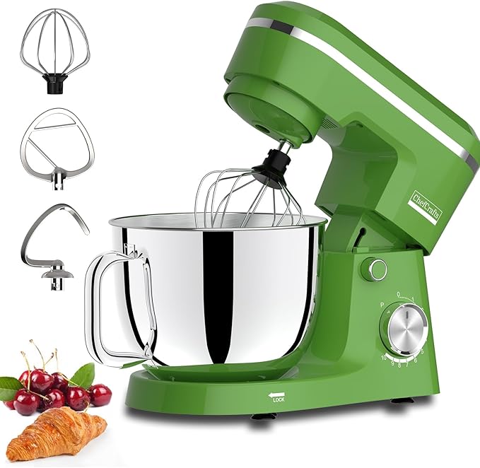 Household Stand Mixer with 6.5 Quart Bowl, Electric Food Mixer 10+p Speeds 660W, Kitchen Tilt-Head Bread Dough and Cake Mixers with Dough Hook, Whisk, Beater, Splash Guard