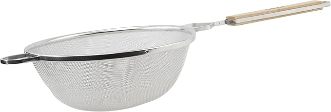 Winco Strainer, 10.25-Inch Diameter, Medium Single Mesh, Nickel, Tan