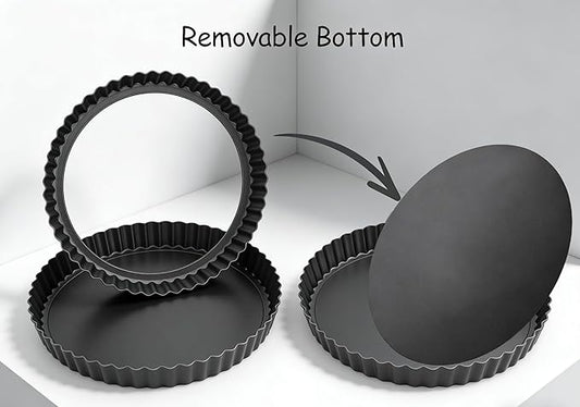 Liedrg 9 Inch Non-Stick Tart Pan with Removable Bottom - Carbon Steel Fluted Pie Pan for Baking Tarts, Pies, Quiches, Brownies