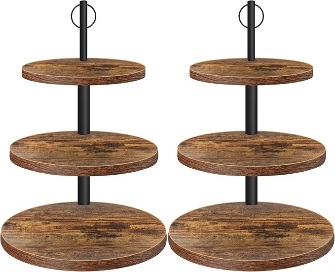Cupcake Stand, 3 Tier Cake Stands Rustic Dessert Table Display Set Wood Cupcake Tower Cake Stand Tiered Tray Stand for Wedding Birthday Baby Shower 2 Pack