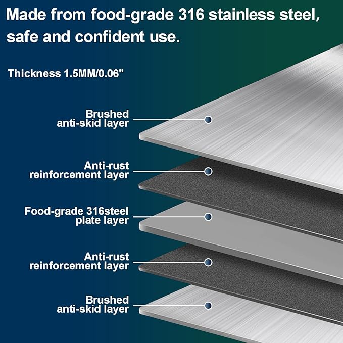 Titanium Cutting Board for Kitchen, 316 Stainless Steel Cutting Board Double-Sided Medical Grade Non Toxic Chopping Board Metal Durability Cutting Boards for Camp Vegetable, 7.9" * 11.4"