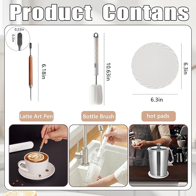 Large Stainless Steel Pitcher with Lid, 8.5 Cup Milk Frothing Jug with Handle，70 oz Metal Measuring Cup，2 L Water Pitcher for Espresso Machines, Latte Art, Iced Tea, Hot and Cold Water (70 oz, A)