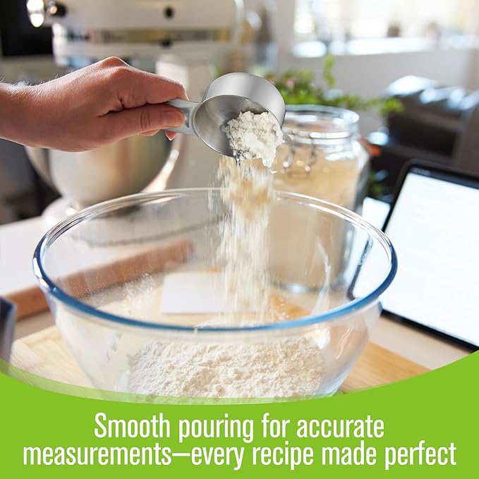 Honeydak 12 Pcs 1/4 Cup Measuring Cup Stainless Steel Metal Measure Scoop Single Measurement Scoop for Kitchen Coffee Wet and Dry Ingredients Dog Food