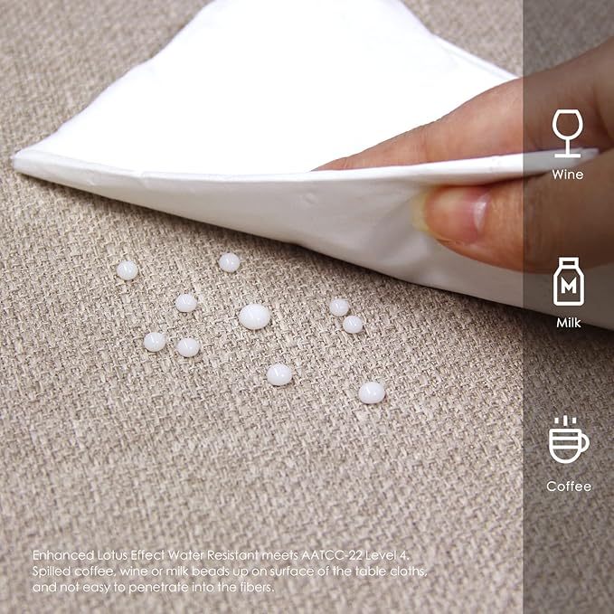 BALCONY & FALCON Small Square Tablecloth Washable Wrinkle Resistant and Water Proof Table Cloth Linen Fabric Tablecloths for Bedside End Table Bedroom Nightstand (Beige, 23.6x23.6)