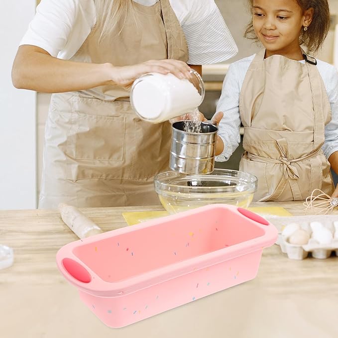 SEWCHICS Silicone Bread Baking Mold and Toast Loaf Pan Non-Stick Pink Rectangular Cake Bake Mold for Home Baking