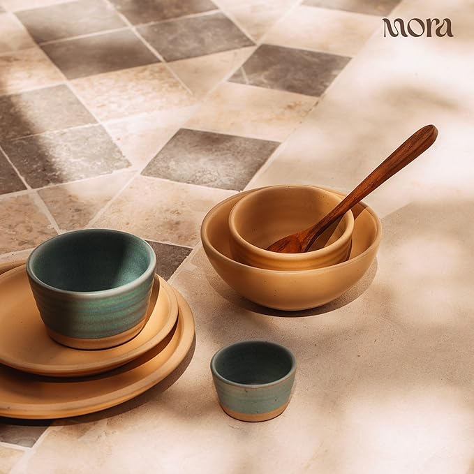 Mora Nano Ramekins Set of 4, 2oz Ceramic Pottery Sauce Cups - Microwave, Oven and Dishwasher Safe - Iris