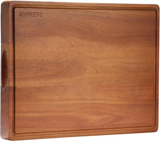 Extra Large Cutting Board, Wood Cutting Boards for Kitchen, Thick Chopping Board with Deep Juice Groove and Handles, Wooden Charcuterie Board for Meat, Turkey, fruit and cheese. (20x15x1 inch)