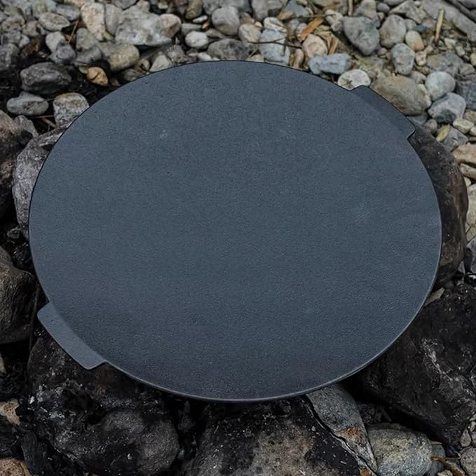 18" Cast Iron Griddle, Round Iron Pan, Portable Campfire Grill with 3 Removable Legs for Outdoor BBQ Cooking, Grilling and Frying Outdoor Camping