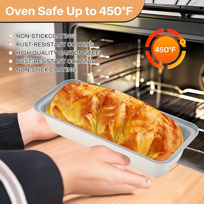 3-Pack 13×4 Inch Loaf Pan for Baking Bread, Nonstick Carbon Steel Bread Pan, Rust-Resistant & Warp-Resistant Full-Size Large Loaf Pan for Homemade Bread, Banana Loaf and Meatloaf