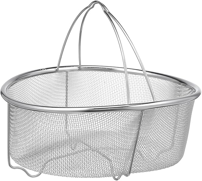 Hemoton Stainless Steel Colander with Handle, 8.26 X 7.08 X 3.58 Inch Vegetable Strainer Basket for Washing Fruits, Rinsing Rice, and Draining Pasta, Kitchen Food Strainer for Home Use
