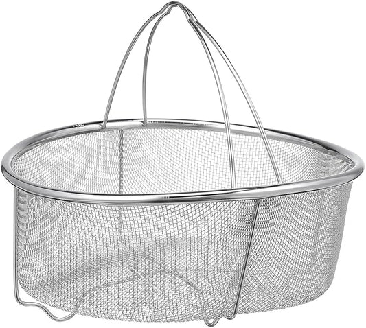 Hemoton Stainless Steel Colander with Handle, 8.26 X 7.08 X 3.58 Inch Vegetable Strainer Basket for Washing Fruits, Rinsing Rice, and Draining Pasta, Kitchen Food Strainer for Home Use