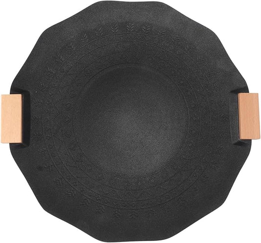 Korean BBQ Grill, Korean Grill Pan with Nonstick, Round BBQ Griddle, Round Griddle Camping Pans, Compatible for Gas Stove, Electric Cooktop, Indoor or Outdoor Grilling (40 cm)
