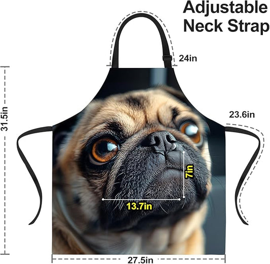 Funny Cat Apron with 2 Pockets Waterproof for Men Women Kitchen Garden Decor
