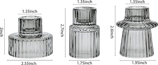 Vixdonos Taper Glass Candlestick Holders Tealight Candle Holders for Table Centerpieces, Wedding Decor and Dinner Party (6 Pcs, Gray)