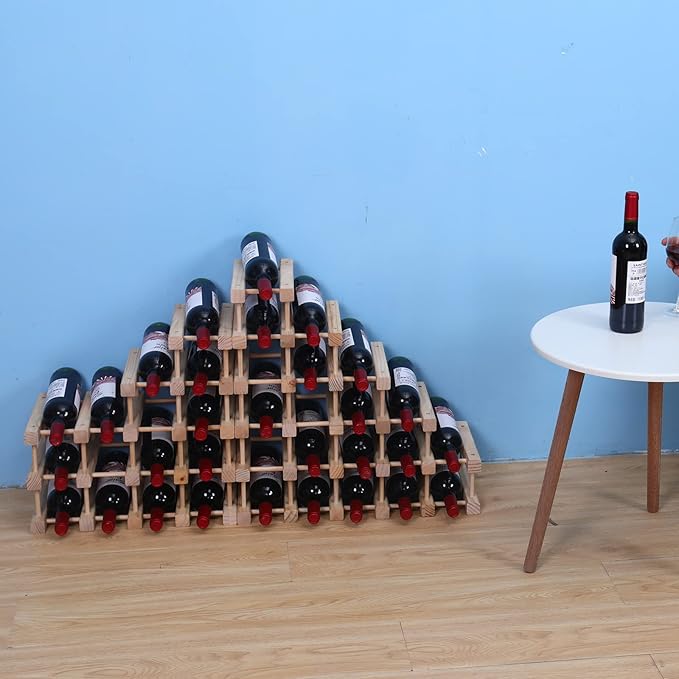 Wooden Stackable Storage Modular Small countertop Wine Rack Cabinet,Freestanding for Floor Wood Wine Bottle Shelf (16bottle)