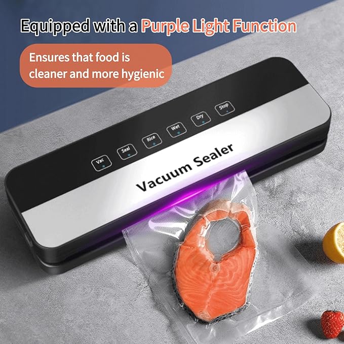 Vacuum Sealer for Food with 30 Vacuum Sealer Bags,Dry/Moist Compact Full Automatic Food Sealer, Precision Suction Power 6-in-1