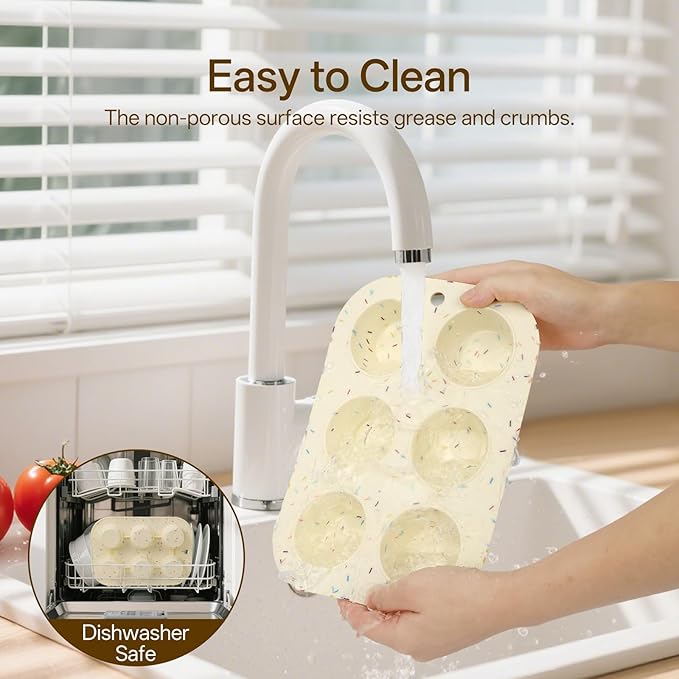 Firstfooby 4 Pack Silicone Muffin Pan for Baking, Regular Size Nonstick Cupcake Pan, 6-Cup Silicone Muffin Tin BPA Free Dishwasher Safe, Great for Muffin Cupcake Brownie Egg Tart