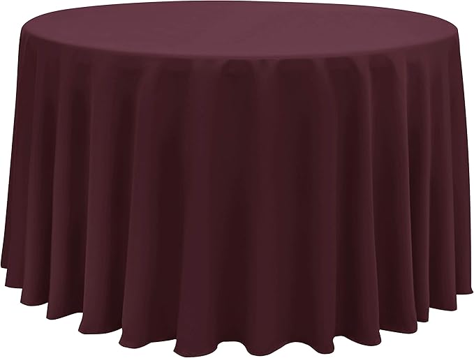 Obstal 210 GSM Round Burgundy Tablecloth - Oil-Proof Spill-Proof Waterproof Table Cloth, Christmas Decorations Fabric Table Cover Protector for Holiday Party (Burgundy, 120 Inch Diameter)