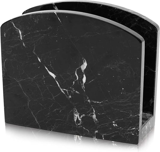 Radicaln Marble Napkin Holder 5.5" Inch Black Handmade Serviette Holder - Kitchen Table Top Decor, Napkins For Coffee Table, Cocktail Napkin Holder