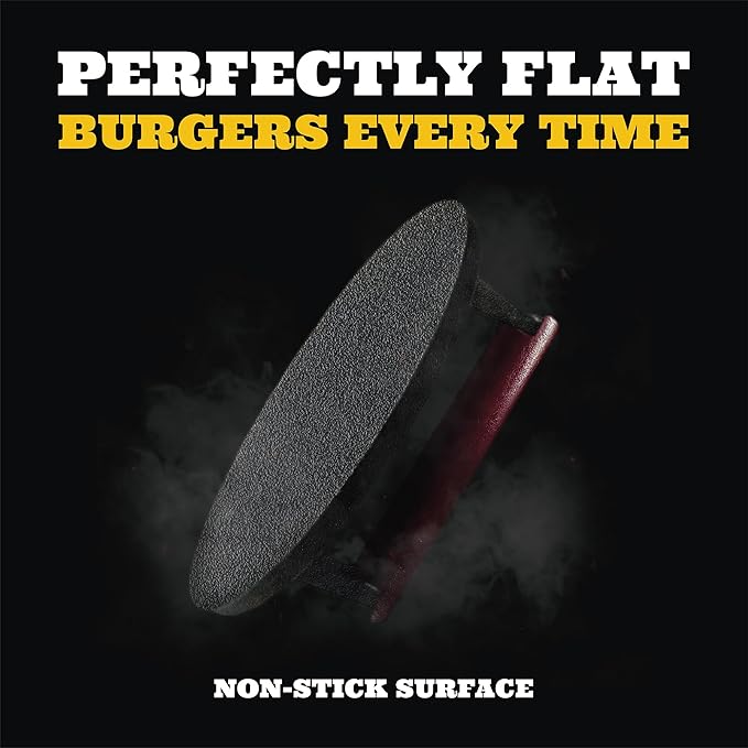 Ian's Smash Burger Press 6.5" Cast Iron Hamburger Press Heavy Duty - Burger Smasher Griddle & Meat Press - Makes Great Gift for Dad