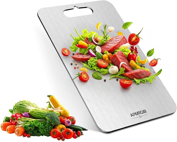 Titanium Cutting Boards for Kitchen, 100% Pure Titanium Cutting Boards Double Sided Non Toxic Cutting Board, Hygiene Durable Dishwasher Safe 10.3”×6.3"