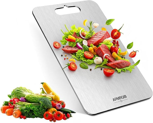 Titanium Cutting Boards for Kitchen, 100% Pure Titanium Cutting Boards Double Sided Non Toxic Cutting Board, Hygiene Durable Dishwasher Safe 10.3”×6.3"