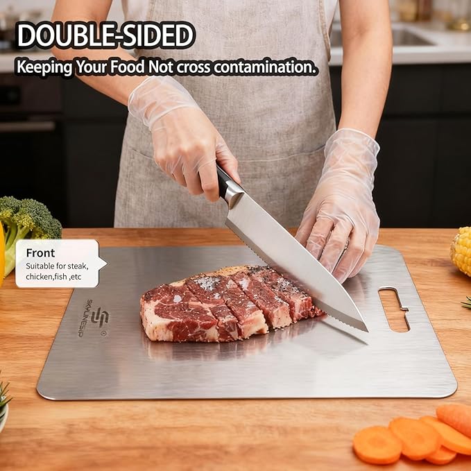 Titanium Cutting Board for Kitchen, No Toxic Double Sided Pure Titanium Cutting Boards for Kitchen, Easy to Clean, Meat, Fruit, Vegetables Chopping Board (14''L x 10''W)