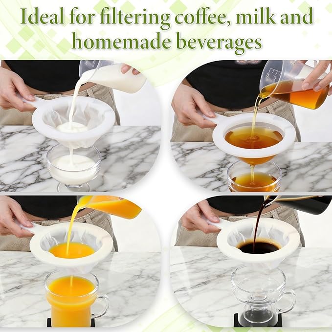 2 Pcs Ultra-Fine Nylon Mesh Strainer, Mini Kitchen Colander, Plastic Sieve Fine Mesh with Handle for Kitchen Food, Juice, Coffee, Yogurt, Liquids (120/200 Mesh)