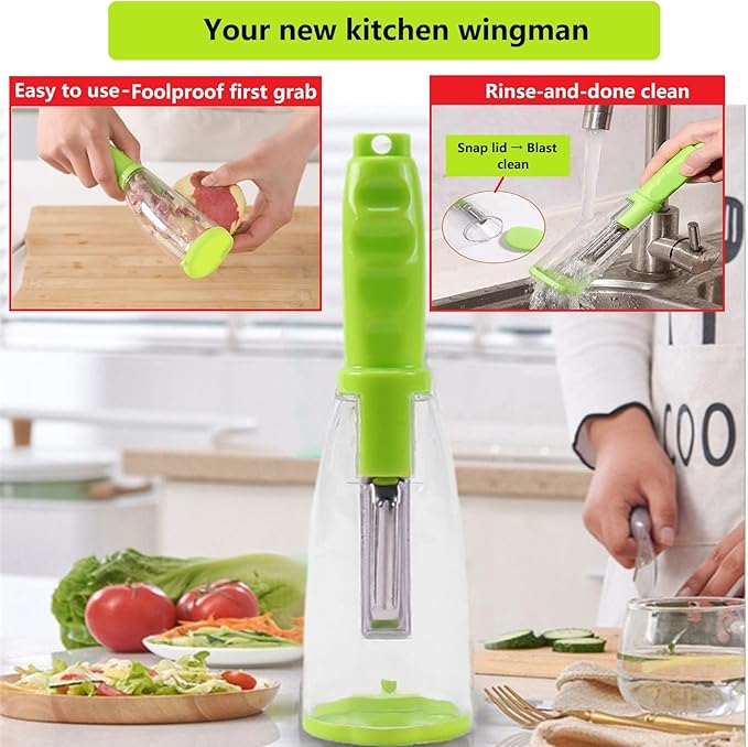 Vegetable peelers for kitchen, Potato Peeler, Fruit Carrot Veggie Peelers Built-in peel catcher, Peeler with Ergonomic Non-Slip Handle,Dishwasher safe for home, office and camping(Green)
