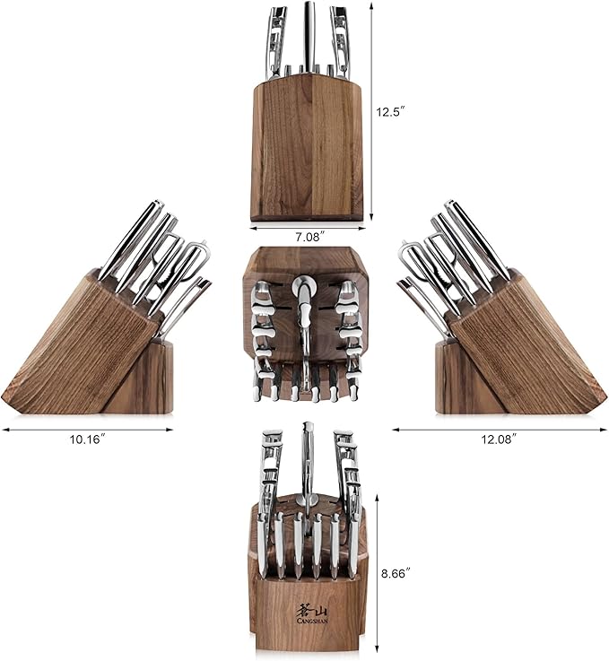 Cangshan N1 Series 1024784 German Steel Forged 17-Piece Knife Block Set, acacia