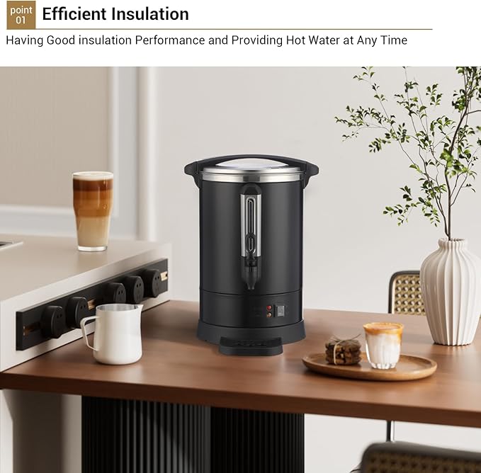 120 Cups Large Coffee Urn with Double Wall Insulation, 18L/4.8 Gallon Stainless Steel Commercial Electric Coffee Maker with Hot Drinks and Hot Water, for Weddings, Parties, Catering, and Buffets