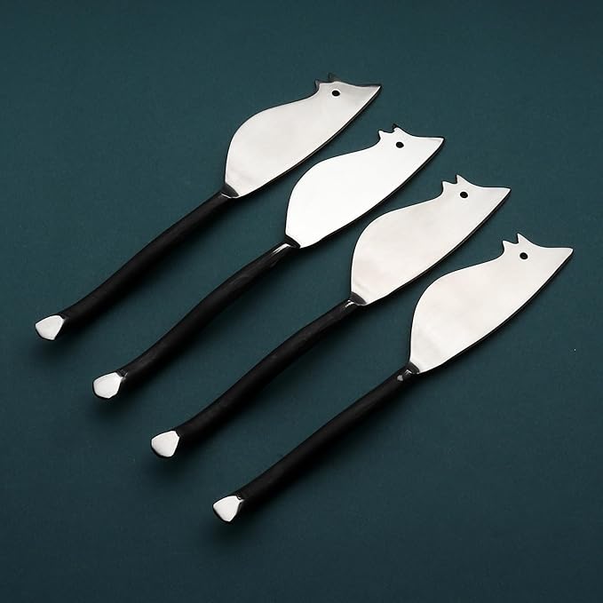INOX ARTISANS Twig Ratoncito Cheese Spreader/Knife 4 Pc. Set