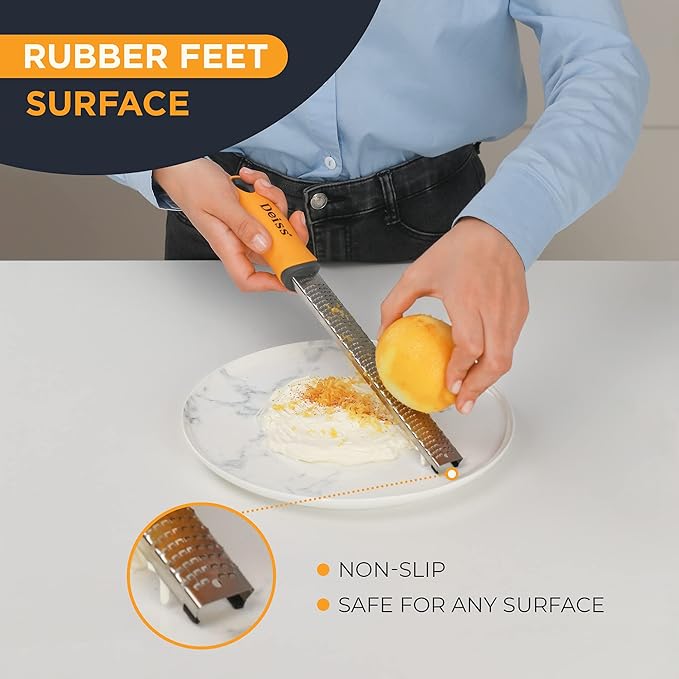 Deiss PRO Citrus Zester & Cheese Grater and Deiss PRO Kitchen Grill Spatula Stainless Steel Heavy Duty Slotted Turner