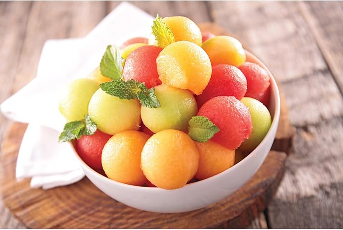Cat Cora Melon Baller, Professional 18/8 Stainless Steel Dual Blades 22/30-MillimeterFor Melon Balls and Garnishes, Ergonomic Soft-Grip Handle