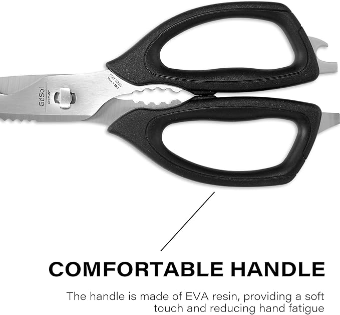 Kitchen Scissors Come Apart Kitchen Shears Premium Stainless Steel Scissors for Food Heavy Duty Shears for Chicken Bone Nutcracker Bottle Can Opener 02B
