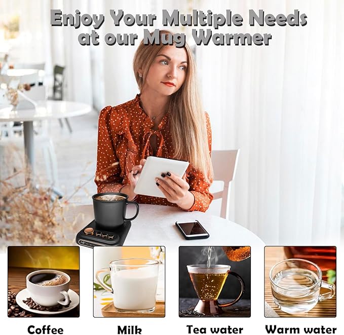 VividLife Smart Coffee Cup Warmer and Mug Set. Suitable for Office Desk. Five Modes for Precise Temperature Control. Intuitive keypad,Intelligent Reservation Warmer Black (Set)