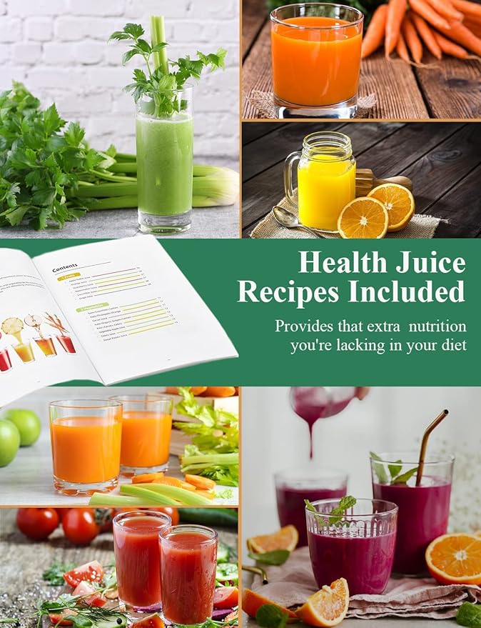 Juilist Juicer Machines with Anti-drip & Anti-slip Function, Centrifugal Juicer Whole Fruit and Vegetable with 3-inch Wide Food Chute, 2 Speeds, Recipe Included, Easy to Clean