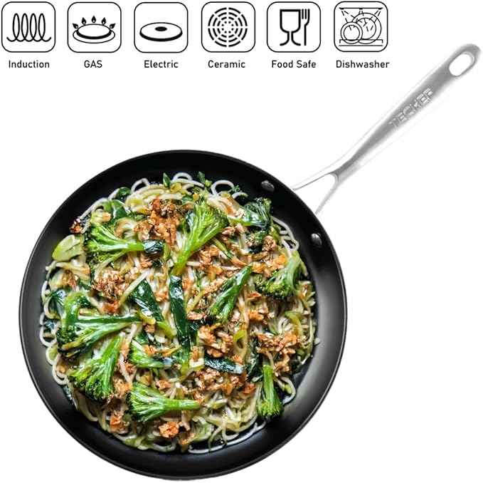 ValenCera TeChef Collection | 12" Ceramic Nonstick Frying Pan Skillet, Nontoxic - Free of PFAS, PFOA, PTFE, Made in Korea (12-in)