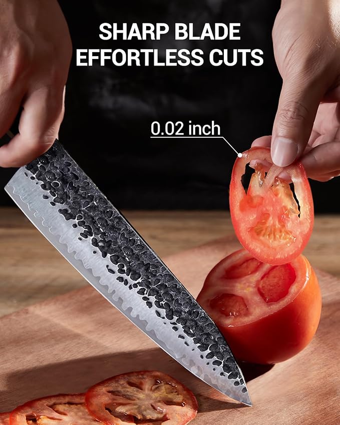 8 Inch Japanese Knife, Hand Forged 5 Layers High Carbon 9CR18MOV Steel Rosewood Handle Chef Knife, Ultra Sharp Durable Professional Kitchen Knife, A Thoughtful Gift for Husband/Wife