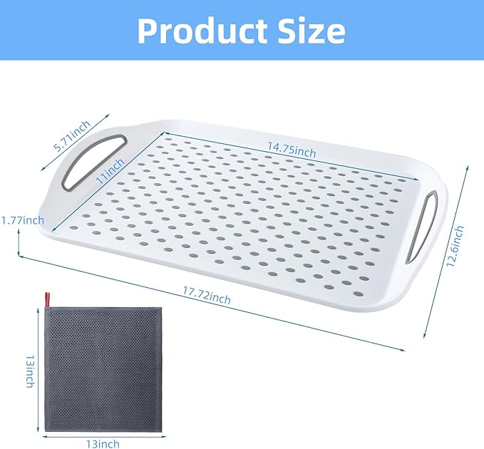 Large Non-Slip Serving Tray with Handles - Suitable Serving Tray, Food Tray, Trays for Serving Food,Serving Platters - an Ideal Dining Choice, White - 2 Pack