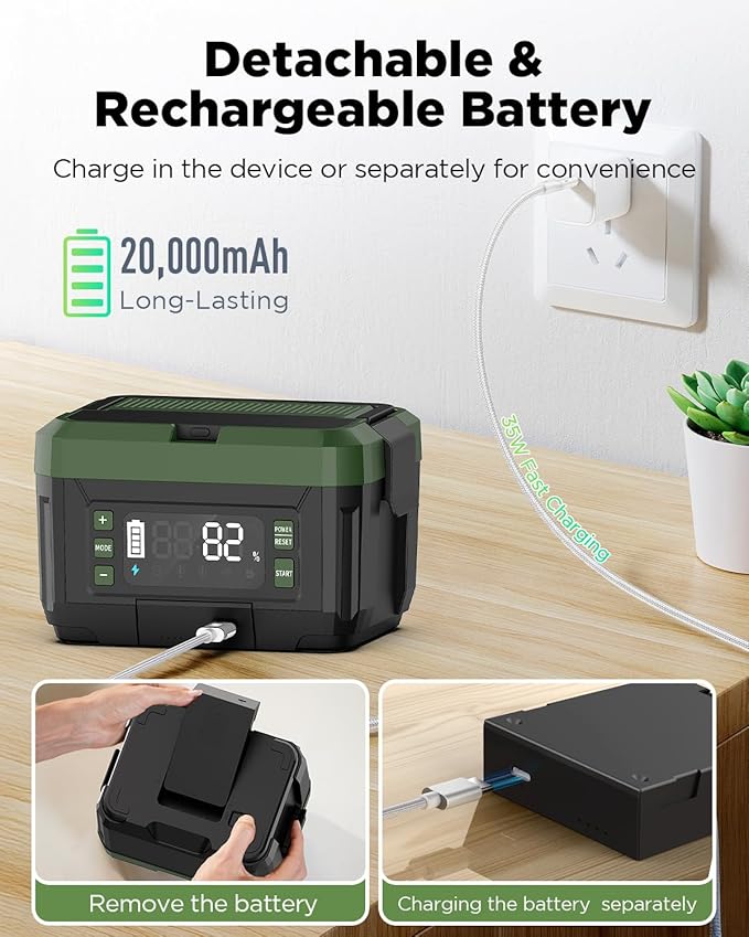 Cordless Electric Lunch Box for Adults – 1.2L Stainless Steel Self-Heating Lunch Box with Dual 20000mAh Removable Rechargeable Batteries, Portable Heated Food Warmer for Work, Travel & Office