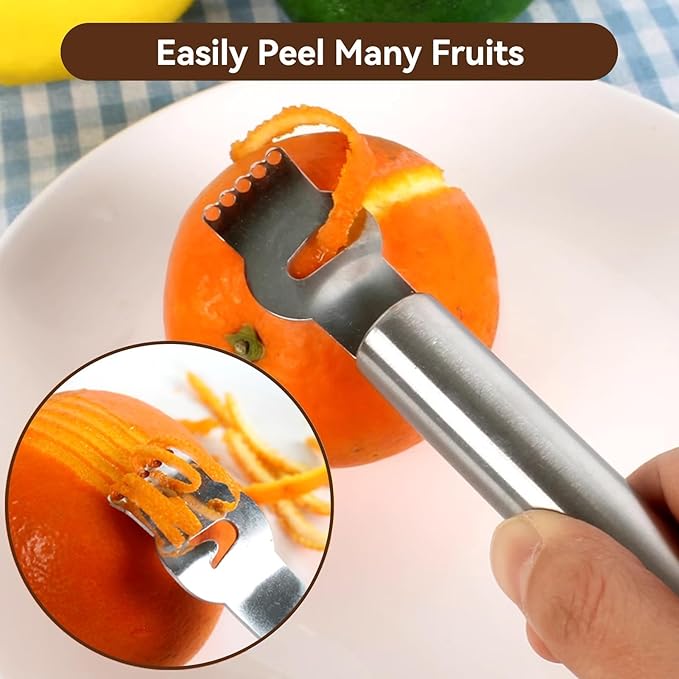 Stainless Steel Lemon Zester Grater with Channel Knife Orange Citrus Peeler Lemon Zest Peeler Cocktails Fruit Stainless Steel