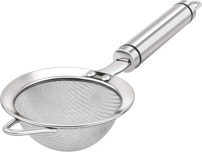 3.35inch 304 Stainless Steel Fine Mesh Strainers for Kitchen, Colander-Skimmer with Handle, Metal Sieve Sifters for Food, Rice, Oil, Noodles, Fruits, Vegetable, Tea Strainer