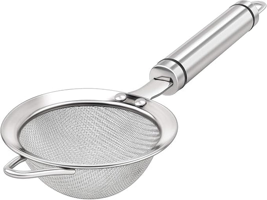 3.35inch 304 Stainless Steel Fine Mesh Strainers for Kitchen, Colander-Skimmer with Handle, Metal Sieve Sifters for Food, Rice, Oil, Noodles, Fruits, Vegetable, Tea Strainer