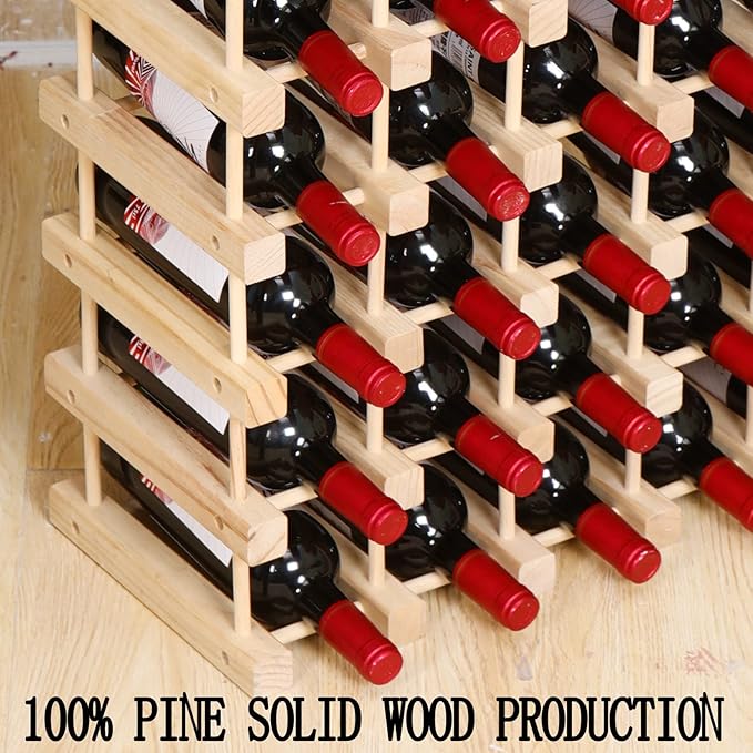 Wooden Stackable Storage Modular Small countertop Wine Rack Cabinet,Freestanding for Floor Wood Wine Bottle Shelf (50bottle)