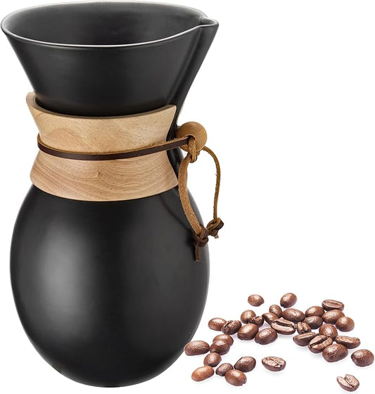 GAIAKALLON Ceramic Pour Over Coffee Maker with 20 pcs Paper Filter, 8-Cup, 34oz, Pour Over Coffee Dripper