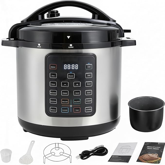 HealSmart 16-in-1 Electric Pressure Cooker 8 Quart, Non-Stick Stainless Steel Multi Cooker for Slow Cooking, Yogurt Maker, Steam, Rice, Bake, Dishwasher Safe, Silver