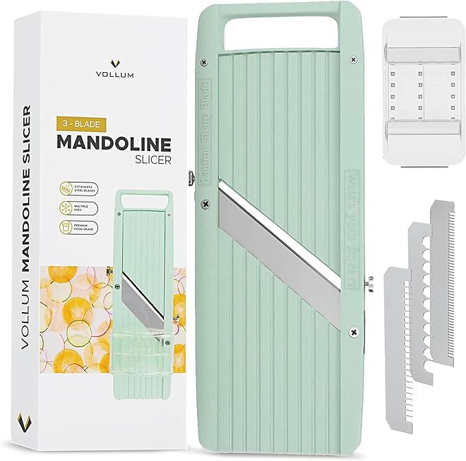 Japanese Mandoline Slicer – Professional Slicer Vegetable Cutter Japanese Mandoline Slicer for Kitchen with Interchangeable Stainless Steel Blades – Narrow Handheld Food Manual Slicer