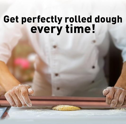 Zulay Kitchen 15.9 inch Professional Stainless Steel Rolling Pin - Lightweight Metal French Rolling Pin - Perfect for Baking, Fondant, Pizza Dough Roller, Dumpling - Copper
