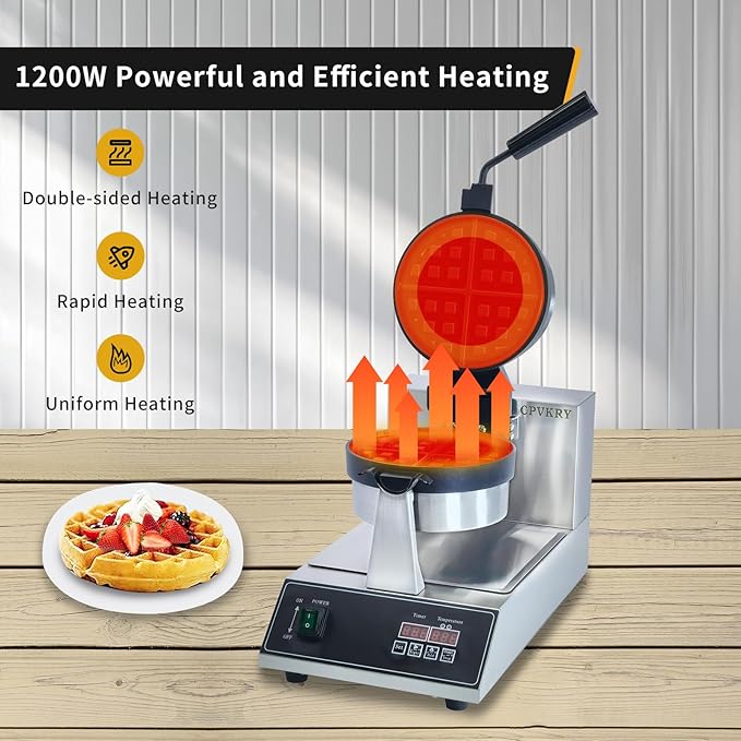 Belgium Waffle Makers, Commercial Waffle Maker,Belgium Waffles Iron Machine, Professional Intelligent, Digital, Non Stick, Stainless, For Hotel Restaurant Bakery Coffee Shop, 110V